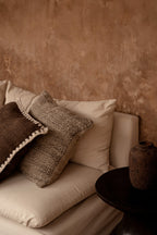 Housse de coussin en lin texturé noir naturel quadrillé 50x50 cm