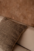 Housse de coussin en lin texturé noir naturel quadrillé 50x50 cm