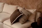 Housse de coussin en lin texturé noir naturel quadrillé 50x50 cm
