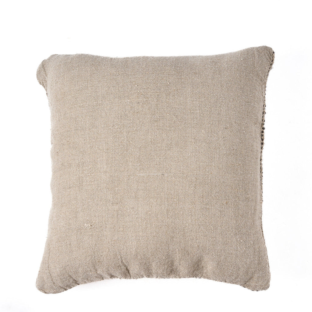 Housse de coussin en lin texturé noir naturel quadrillé 50x50 cm