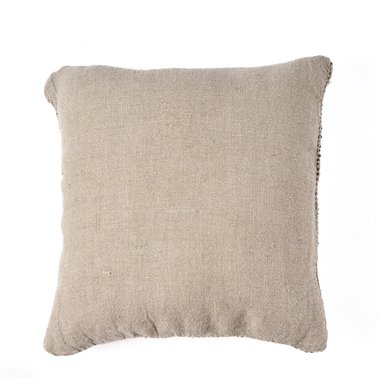 Housse de coussin en lin texturé noir naturel quadrillé 50x50 cm