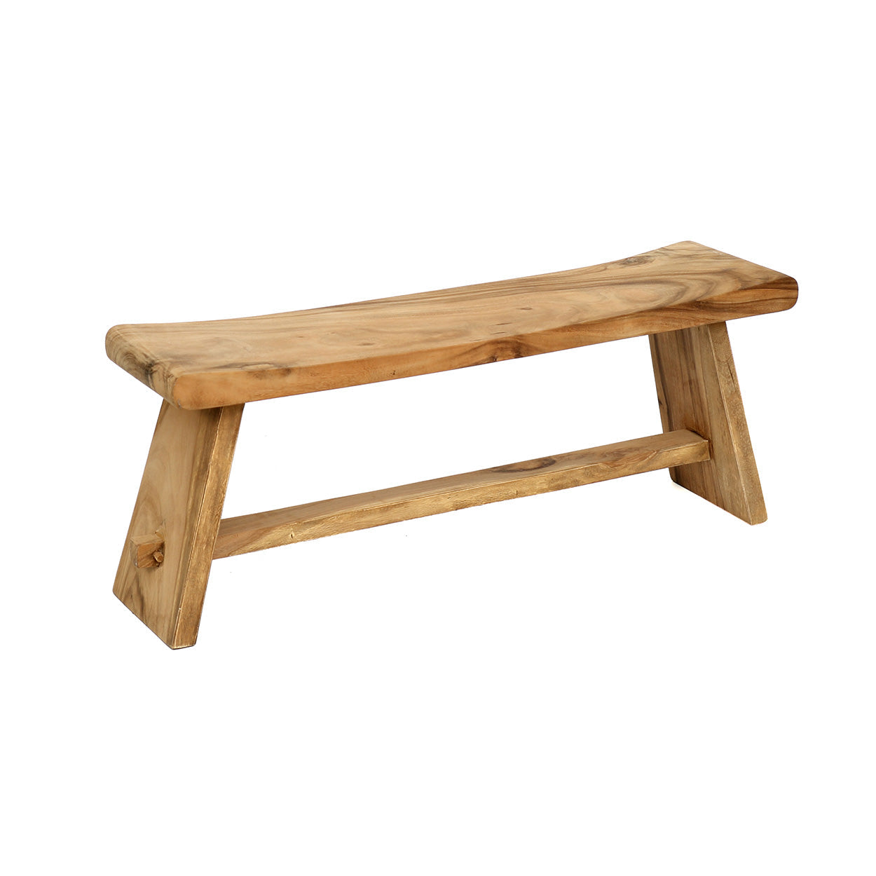 Banc en bois de suar massif naturel assise incurvée – 120x30 cm