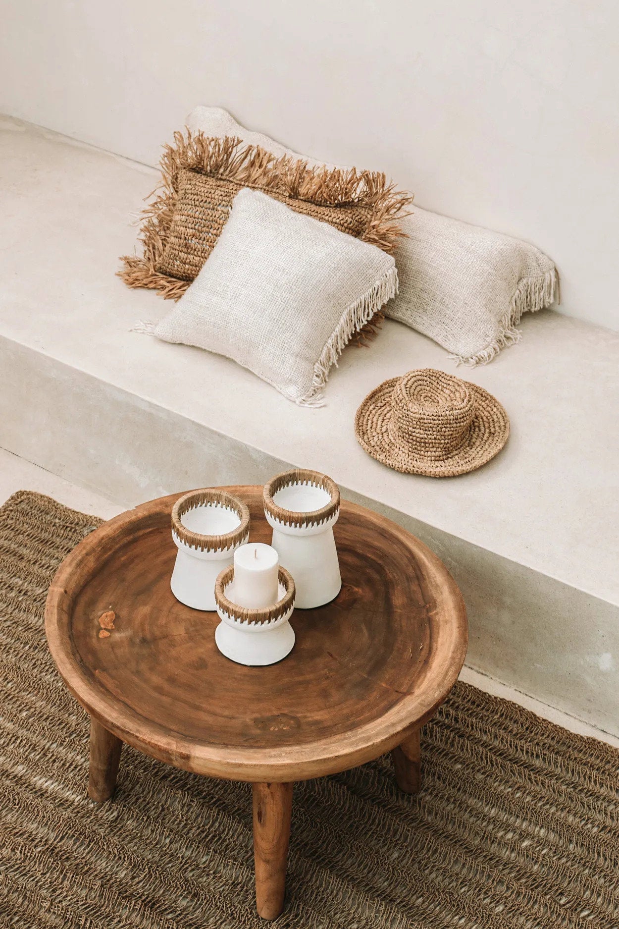 Table basse en bois massif de Munggur naturel 70x70 cm