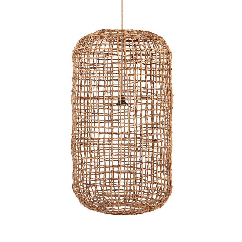 Suspension cylindrique en feuille de bananier tressée naturelle – Ø50 cm