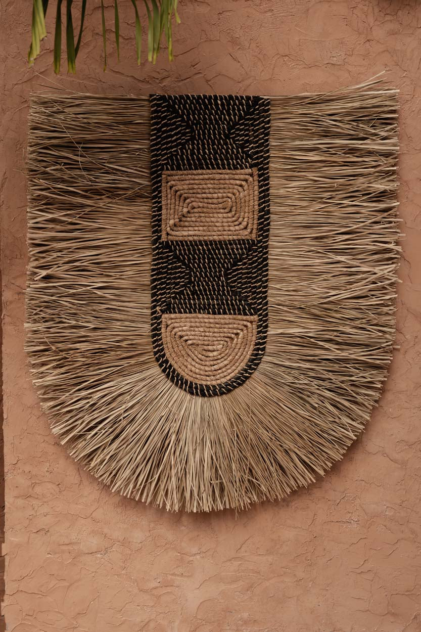 Décoration murale en herbe naturelle tressée 85x78 cm