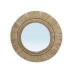 Miroir mural rond en herbe naturelle tressée avec corde en jute – Ø65 cm
