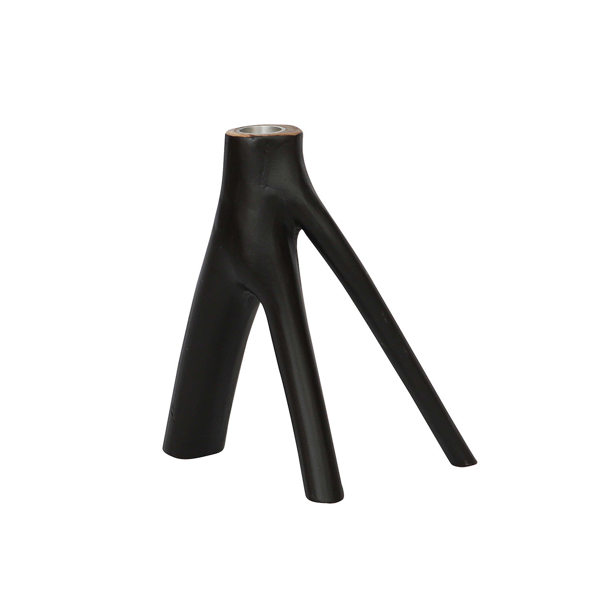 Porte-bougie sculptural noir en forme de brindilles naturelles
