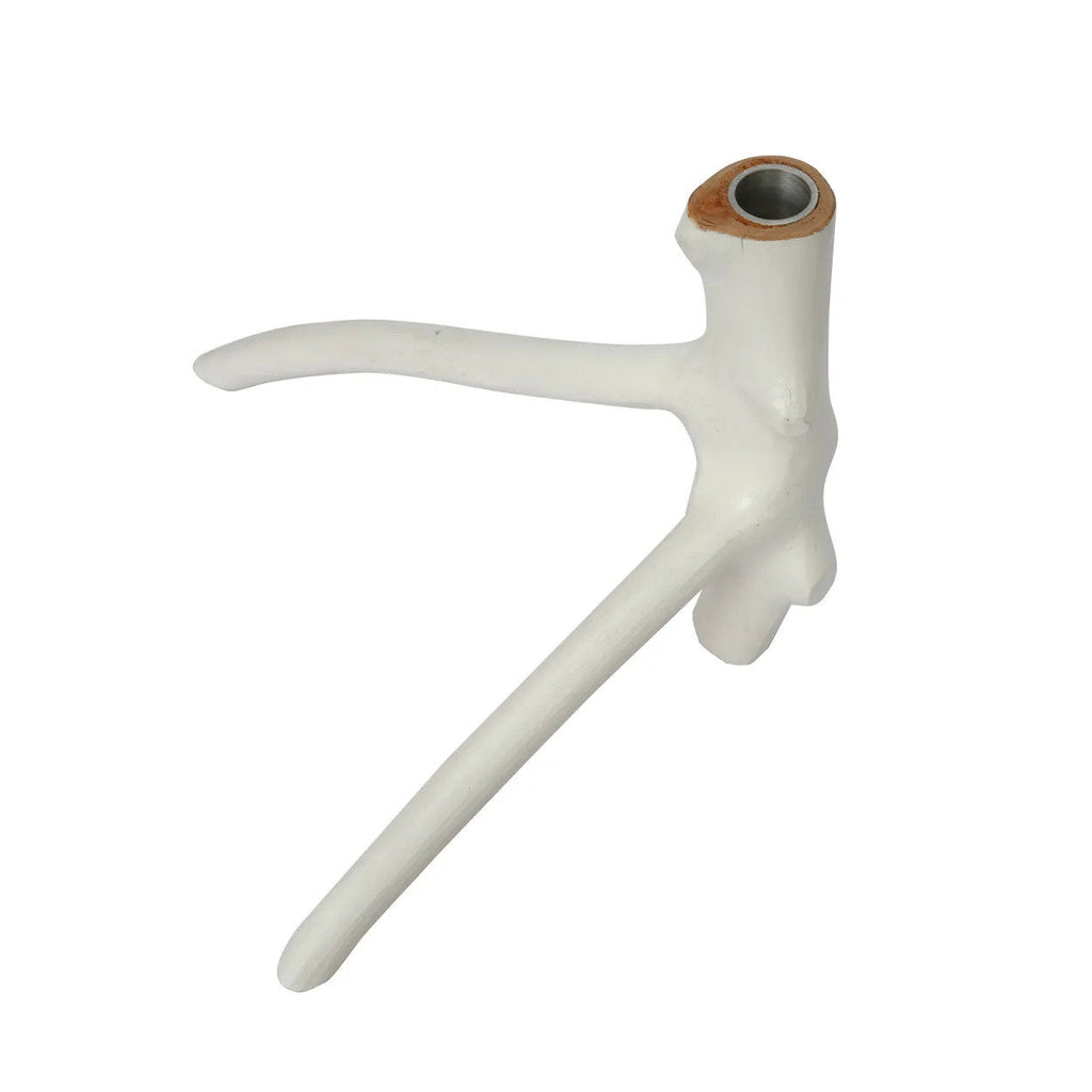 Bougeoir blanc en forme de branche organique