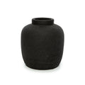 Vase en terre cuite noire surface texturée – H18 cm