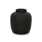 Vase en terre cuite noire surface texturée – H18 cm