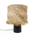 Lampe à poser cylindrique en paille tressée noir et naturel – H55 cm