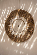 Déco murale ronde en raphia et macramé coton blanc