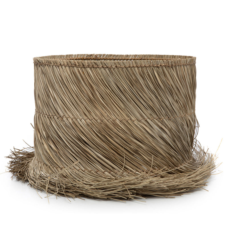 Abat-jour cylindrique en pandan naturel avec franges en sisal – H51 cm
