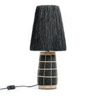 Lampe à poser en terracotta et rotin noir texturé – H56 cm
