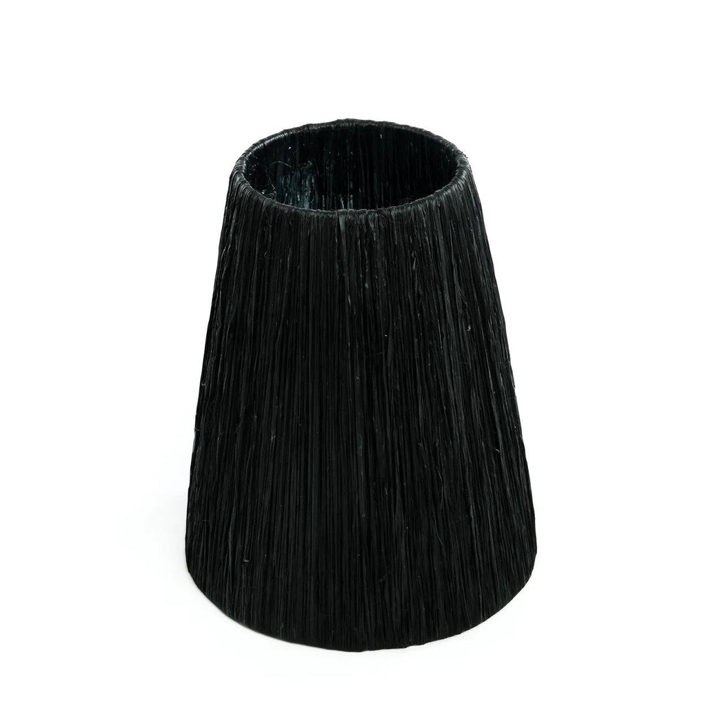 Lampe à poser en terracotta et rotin noir texturé – H56 cm