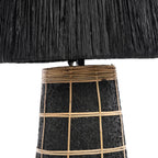 Lampe à poser en terracotta et rotin noir texturé – H56 cm