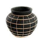 Vase rond en terre cuite et rotin noir naturel 33 cm