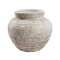 Vase ventre en terre cuite et rotin 33x27 cm