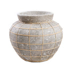 Vase ventre en terre cuite et rotin 33x27 cm
