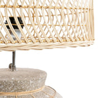 Lampe à poser effet béton et rotin tressé gris naturel – H48 cm