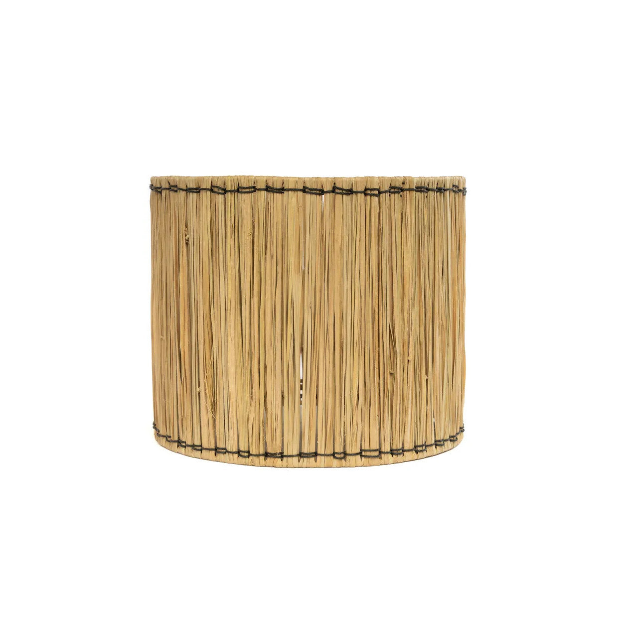 Lampe de table en terre cuite et herbe blanc naturel