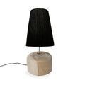 Lampe de table en teck et raphia noir conique – H55 cm