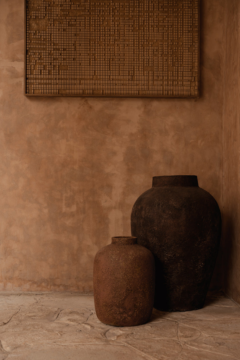 Vase amphore en terracotta patinée bordeaux – H70 cm - XXL