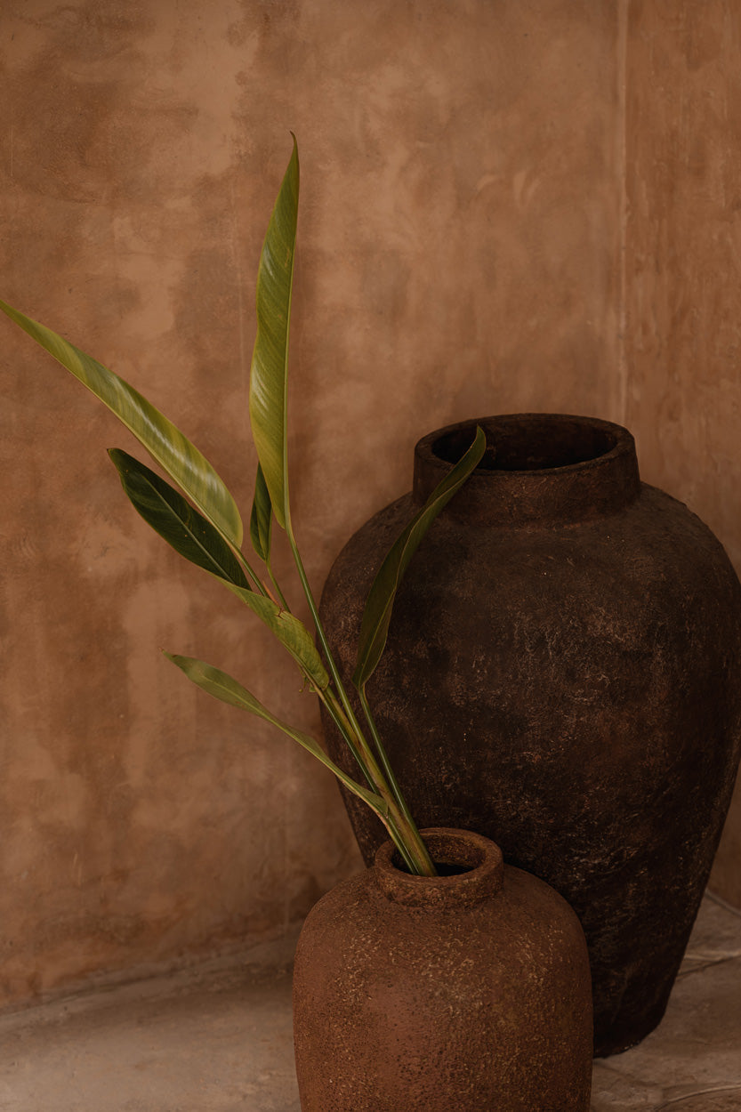 Vase amphore en terracotta patinée bordeaux – H70 cm - XXL