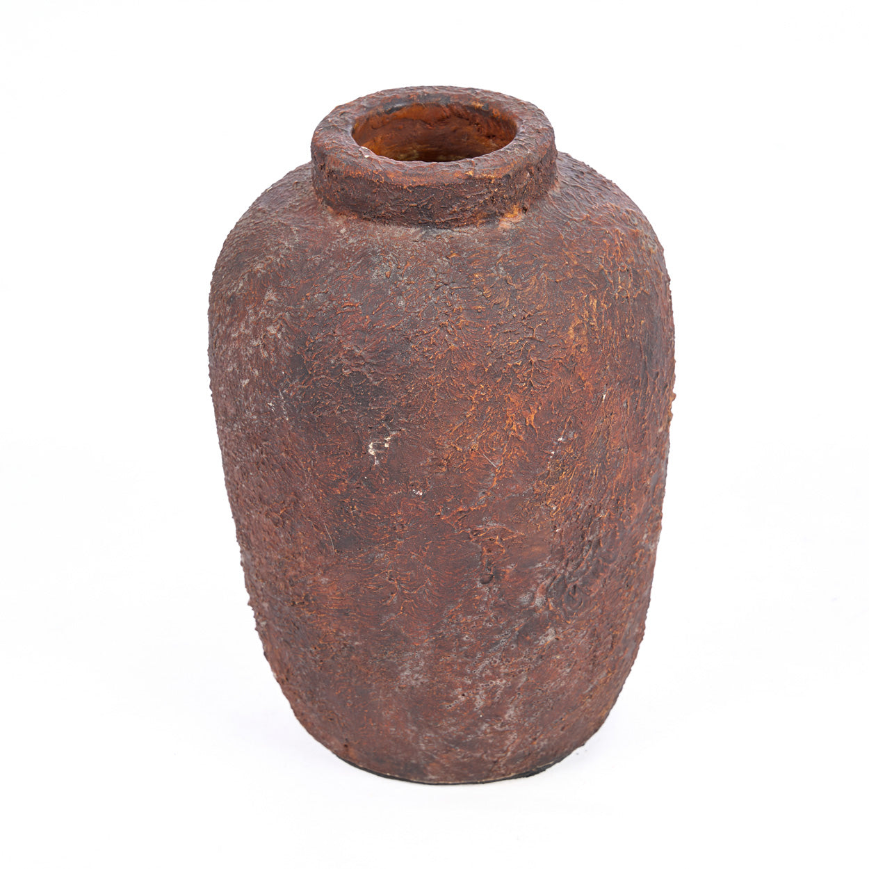 Vase en terracotta finition brun rouille texturée – H20 cm - S
