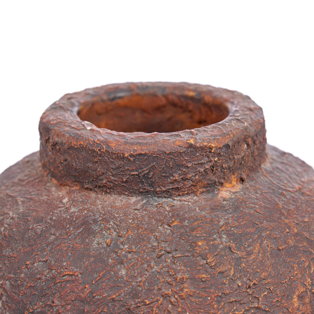 Vase en terracotta finition brun rouille texturée – H20 cm - S