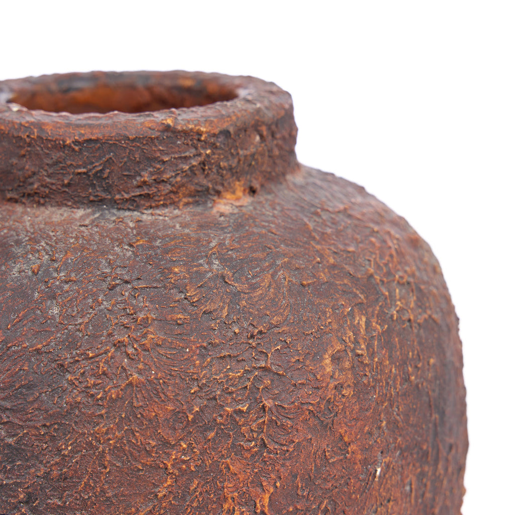 Vase en terracotta finition brun rouille texturée – H20 cm - S