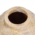 Vase décoratif en terre cuite patinée crème forme jarre – H30 cm - M