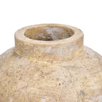 Vase décoratif en terre cuite patinée crème forme jarre – H30 cm - M