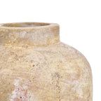 Vase décoratif en terre cuite patinée crème forme jarre – H30 cm - M