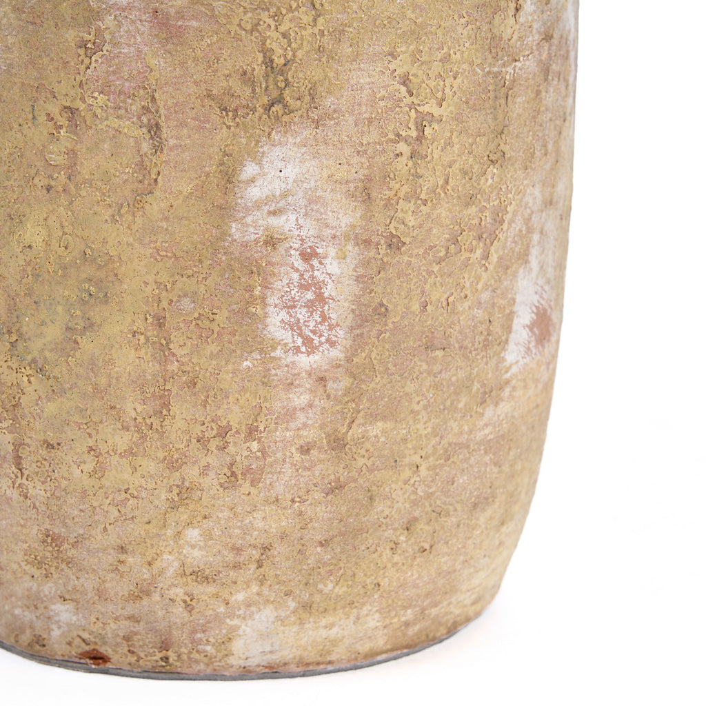 Vase décoratif en terre cuite patinée crème forme jarre – H30 cm - M