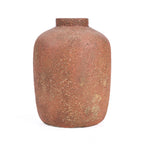 Vase en terre cuite texturée brun terracotta à col court – H40 cm - L