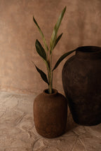 Vase en terre cuite texturée brun terracotta à col court – H40 cm - L