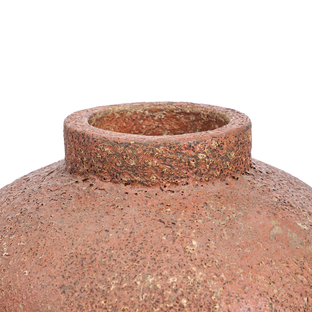 Vase en terre cuite texturée brun terracotta à col court – H40 cm - L
