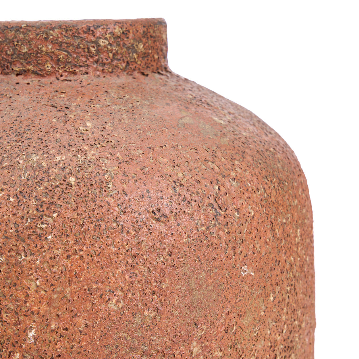 Vase en terre cuite texturée brun terracotta à col court – H40 cm - L