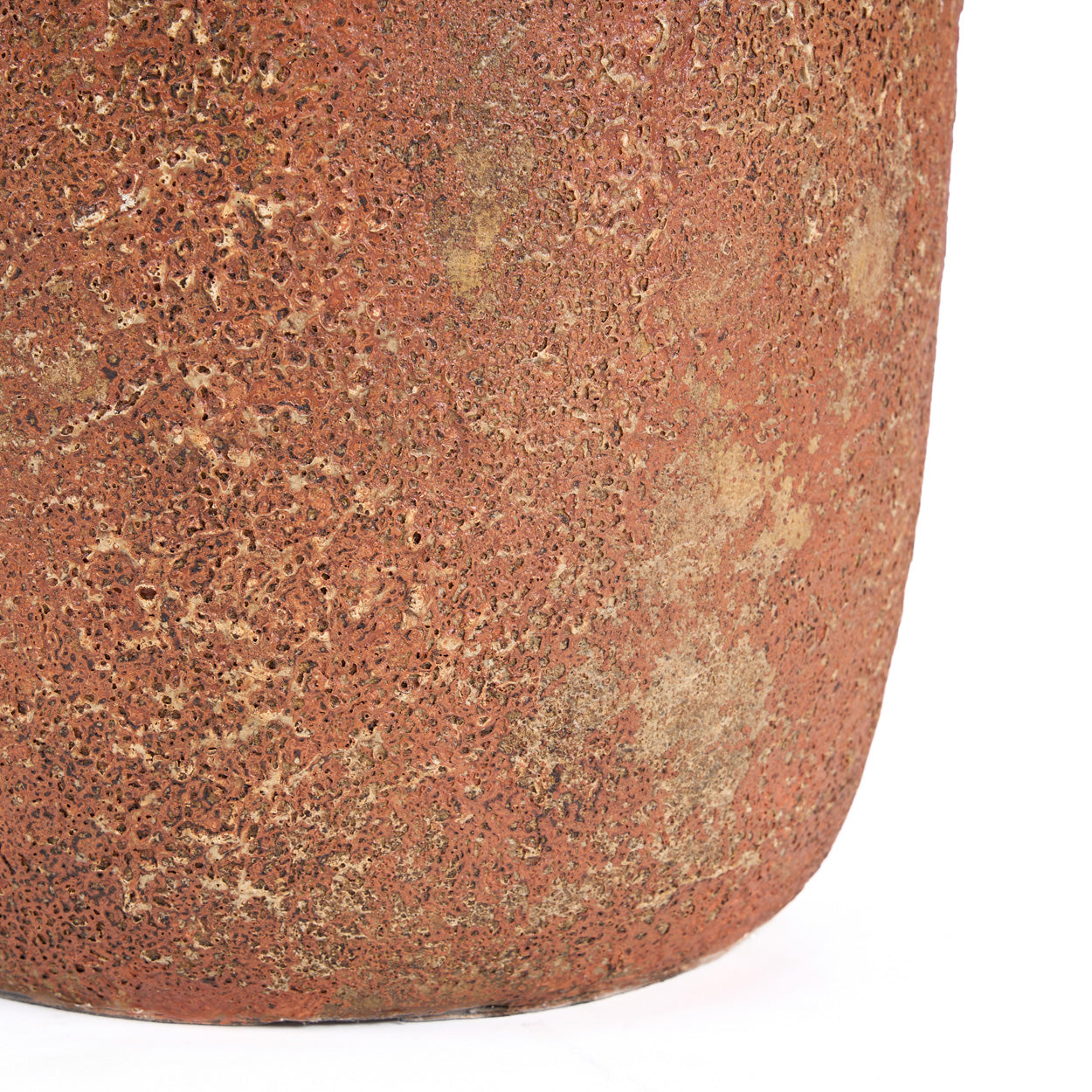 Vase en terre cuite texturée brun terracotta à col court – H40 cm - L