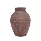 Vase terracotta texturé bordeaux forme jarre rustique – H30 cm - M