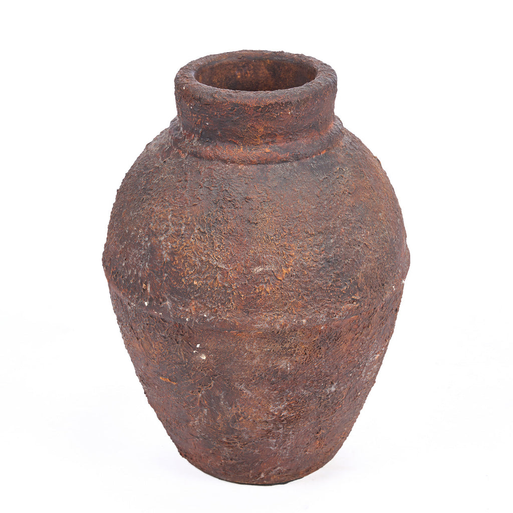 Vase terracotta texturé bordeaux forme jarre rustique – H30 cm - M