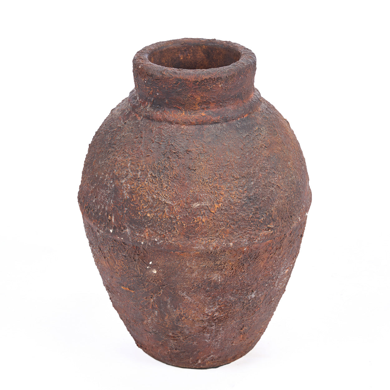 Vase terracotta texturé bordeaux forme jarre rustique – H30 cm - M