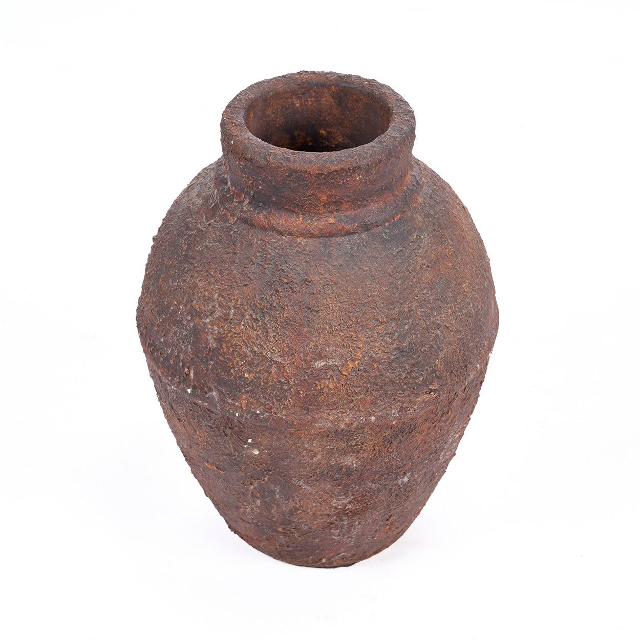 Vase terracotta texturé bordeaux forme jarre rustique – H30 cm - M