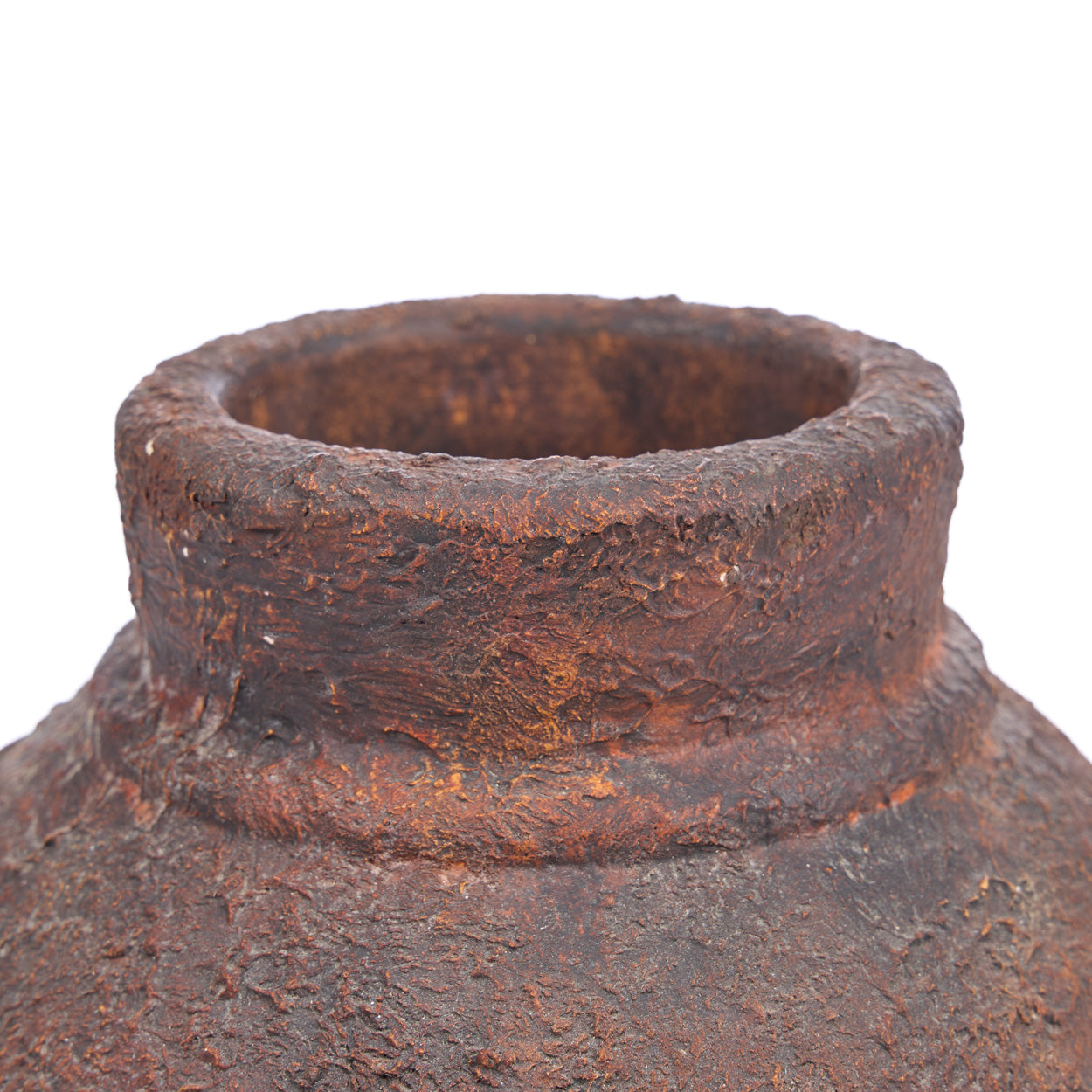 Vase terracotta texturé bordeaux forme jarre rustique – H30 cm - M