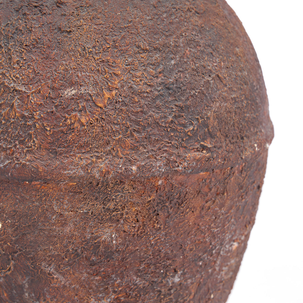 Vase terracotta texturé bordeaux forme jarre rustique – H30 cm - M