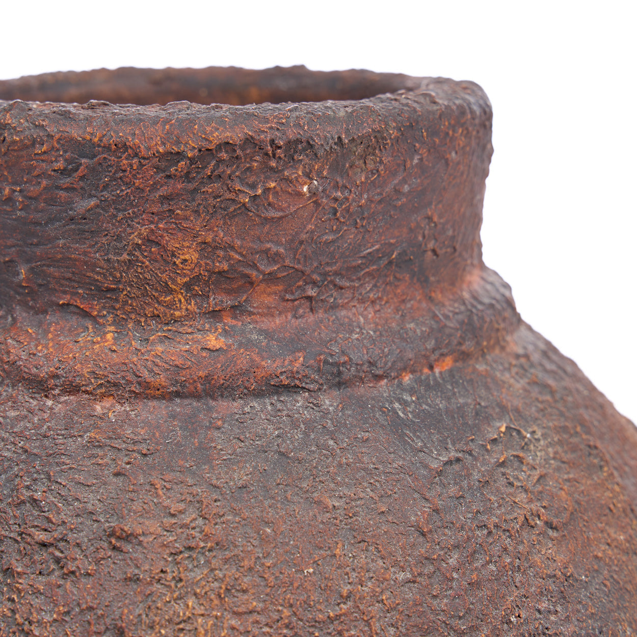 Vase terracotta texturé bordeaux forme jarre rustique – H30 cm - M