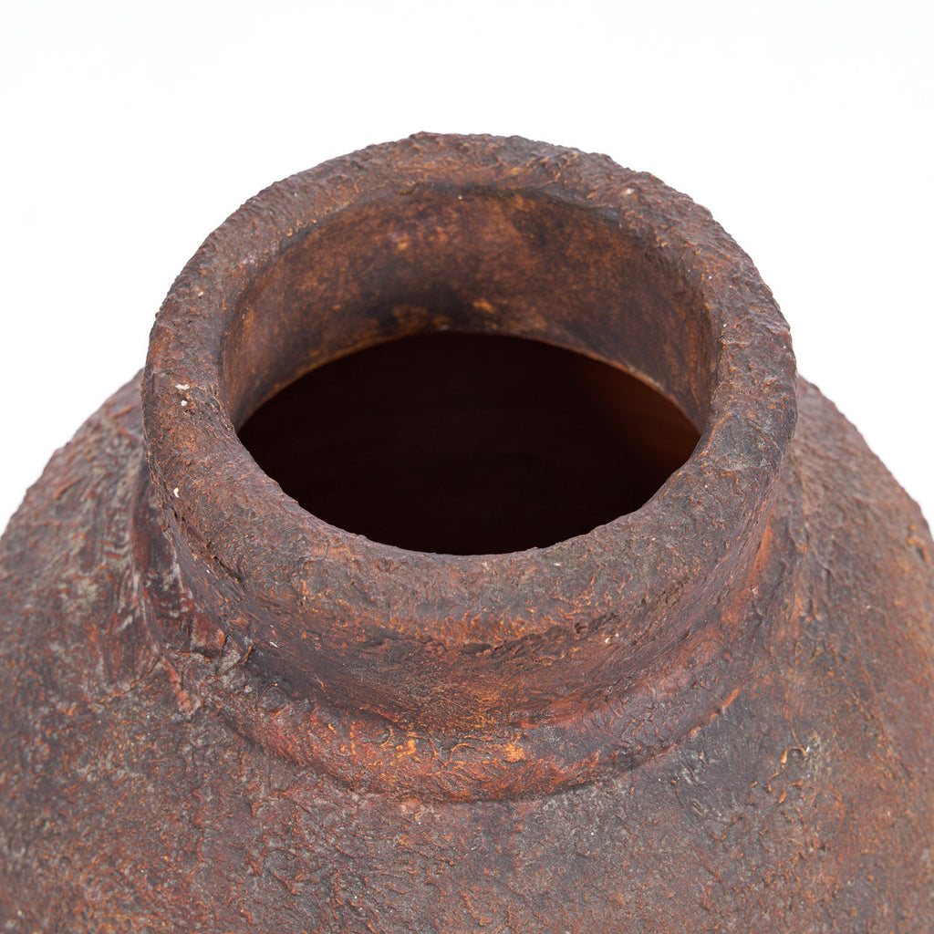 Vase terracotta texturé bordeaux forme jarre rustique – H30 cm - M