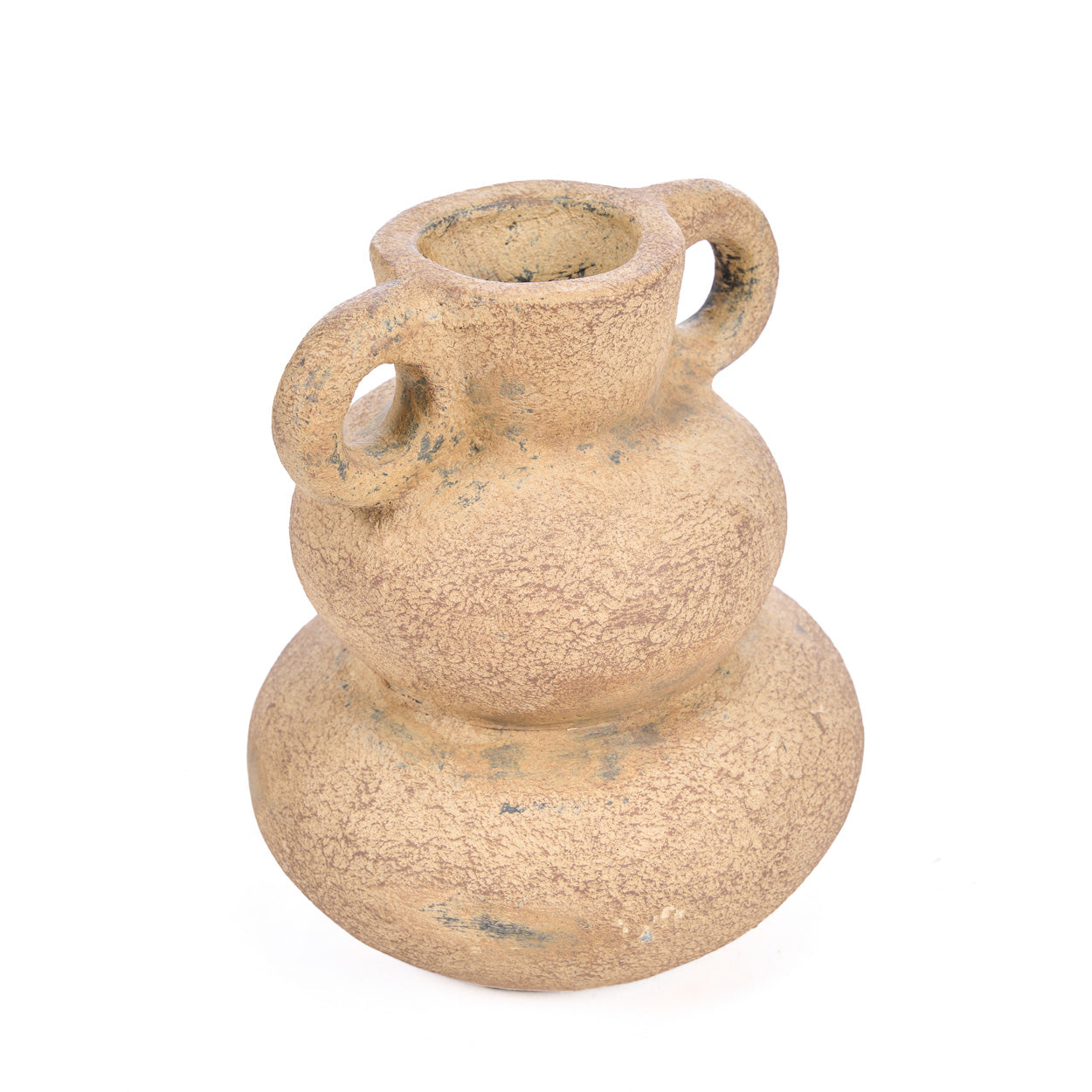 Vase en céramique sable à anses finition patinée – H18 cm - S