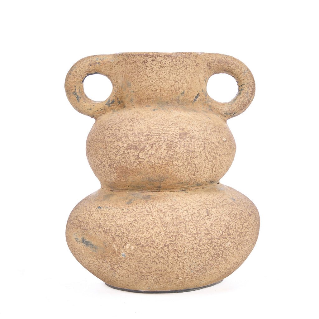 Vase en céramique sable à anses finition patinée – H18 cm - S